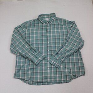Old Navy Men Gray Plaid Button Down Shirt Every Day Built Flex Size XXXL